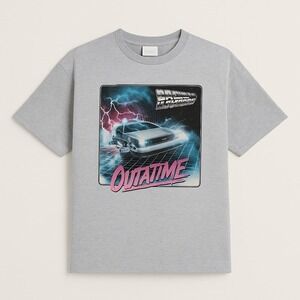 Back to the Future "OUTATIME" Vintage T-Shirt Heather Gray, Retro DeLorean